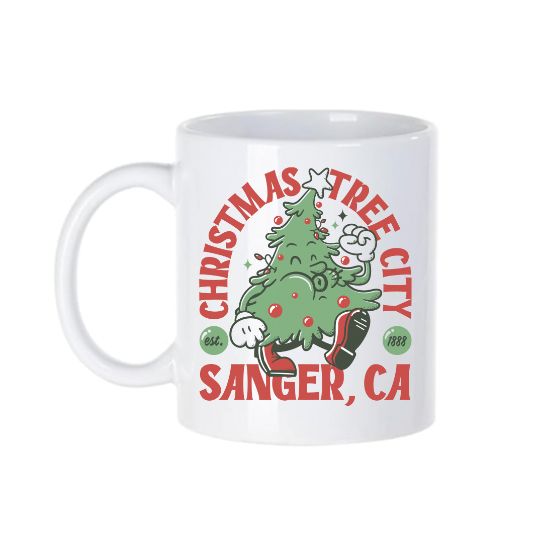 Sanger Christmas Tree City Mug