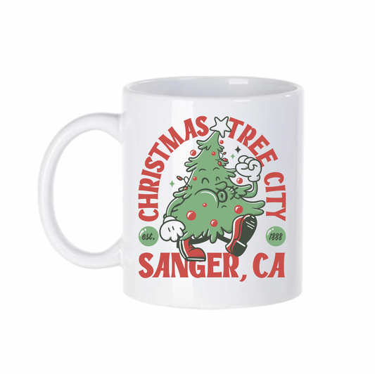 Sanger Christmas Tree City Mug